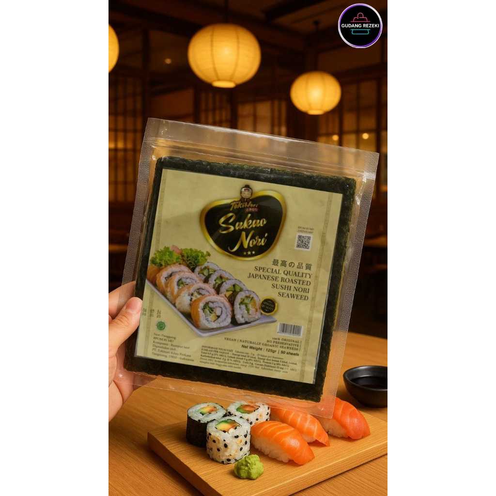 SUSHI NORI 50 แผ่น SAKAO DRIED SEAWEED 21 X 19 SUSHI NORI ฟรี 1 ซอง SNACK