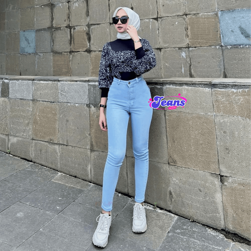 Jeanskorean - กางเกงยีนส์ดินสอเอวสูง E89