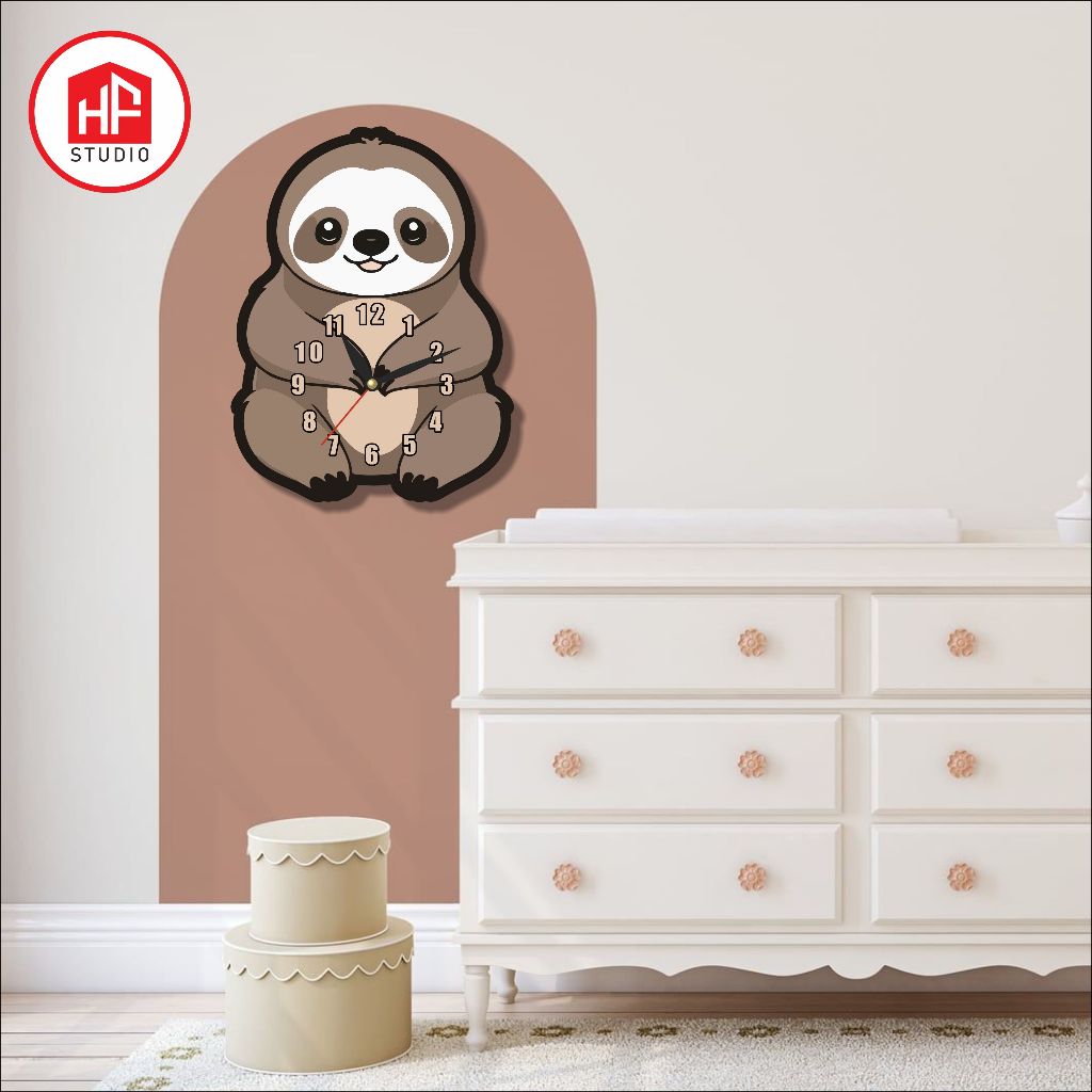 HF STUDIO | NEW48 Koala Character Wall Clock Aesthetic MDF Minimalist Childrens Room