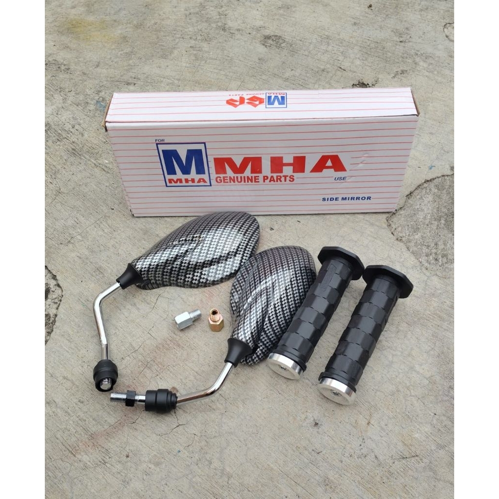 X1 คาร์บอน MHA MIRROR PACKAGE CROM STEM PLUS SQUARE HANDGRIP + UNIVERSAL FLAT VISOR PNP H0NDA-Y4MAHA
