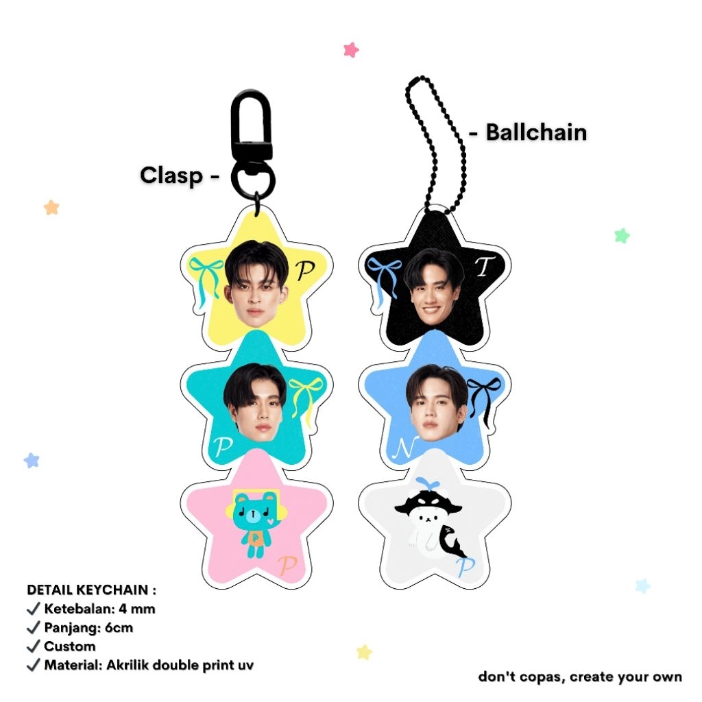 พวงกุญแจ TRIPLE STAR PASTEL GMMTV || GMMTV นักแสดง || MASCOT GMMTV พวงกุญแจอะคริลิก || โทรศัพท์เซลล์