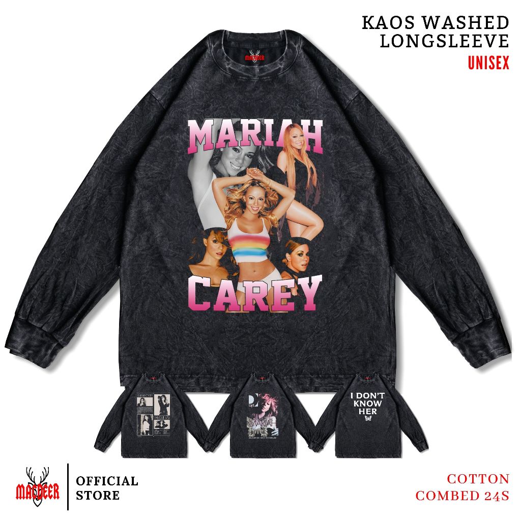 MACDEER MARIAH CAREY LONGSLEEVE PREMIUM WASHED STONEWASH CAREY 1-4 เสื้อยืด