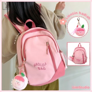[Liontin Gatis] Ins Lucu Tas Sekolah Wanita/Fashion Korea Tas Ransel Anak/Kuliah Kanvas Backpack/Kapasitas Besar Backpack Tas Laptop