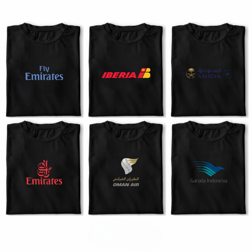 KATUN Fly Emirates Iberia Oman Air GarudaIndonesia Merchandise Maskapai เสื้อยืด Premium Combed Cott