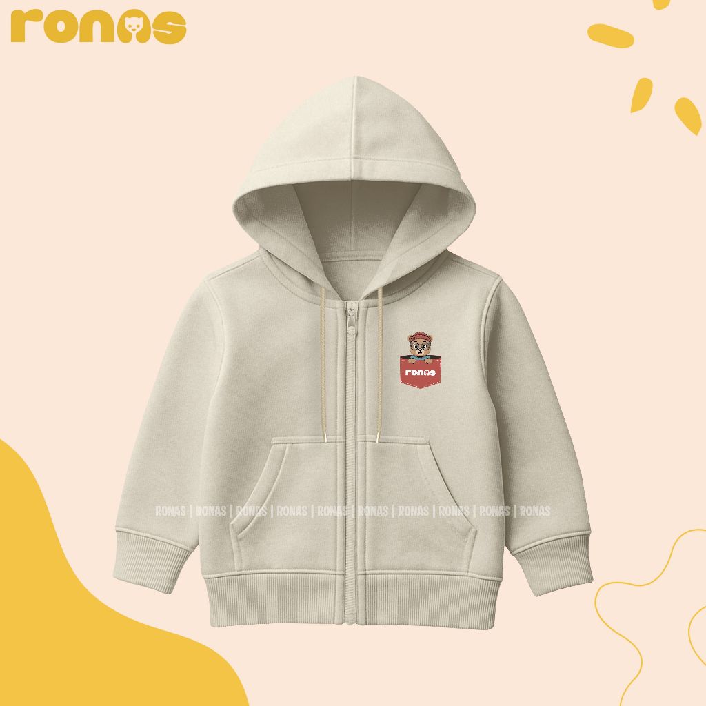 RONAS - Ronas Pocket เสื้อแจ็คเก็ตมีซิปสําหรับเด็กอายุ 3-13 ปีวัสดุขนแกะหนา