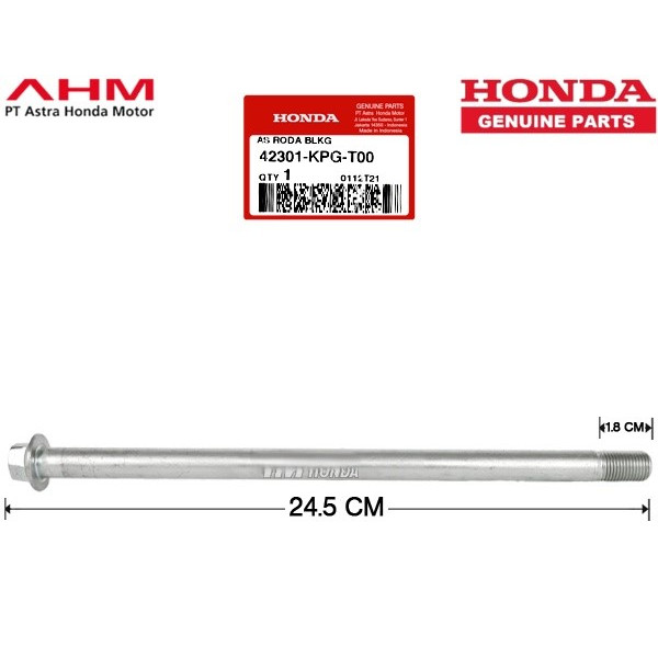 42301-KPG-T00 เพลาล้อหลัง Honda Blade New 2011, Blade 125 Fi, SUpra X125 Fi AHM ORIGINAL