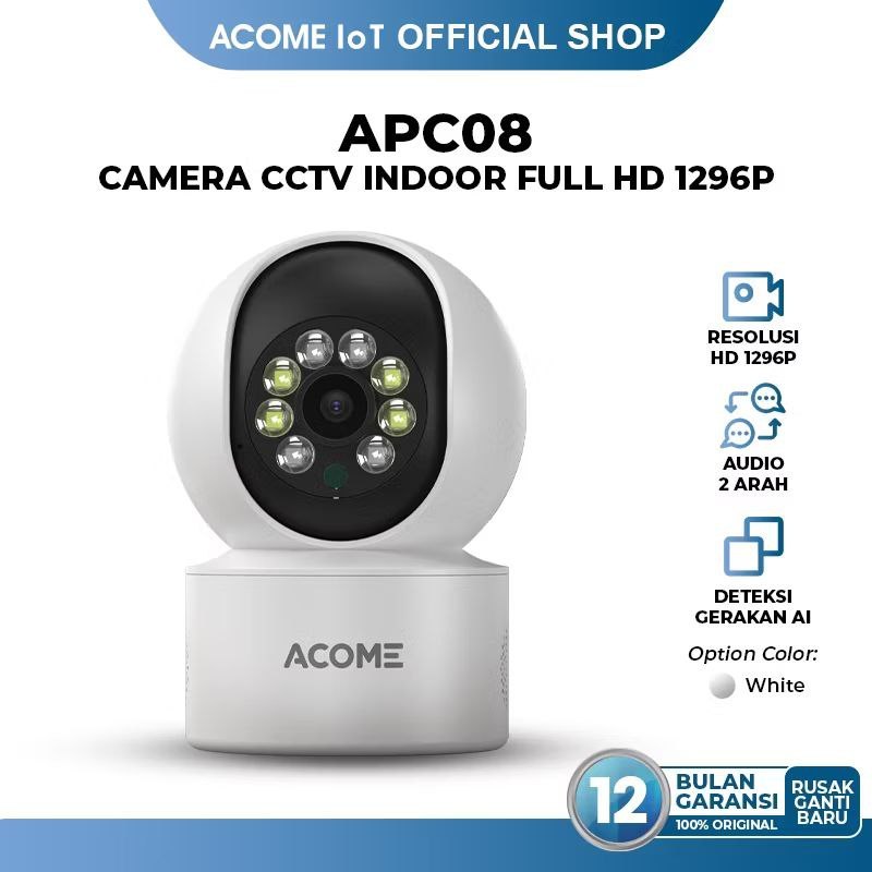 Bbd* กล้องวงจรปิด ACOME IoT APC08 WiFi ในร่มไม่มีจุดบอดเสียง 2 ทิศทาง Full HD ความละเอียด 1296P/3MP 