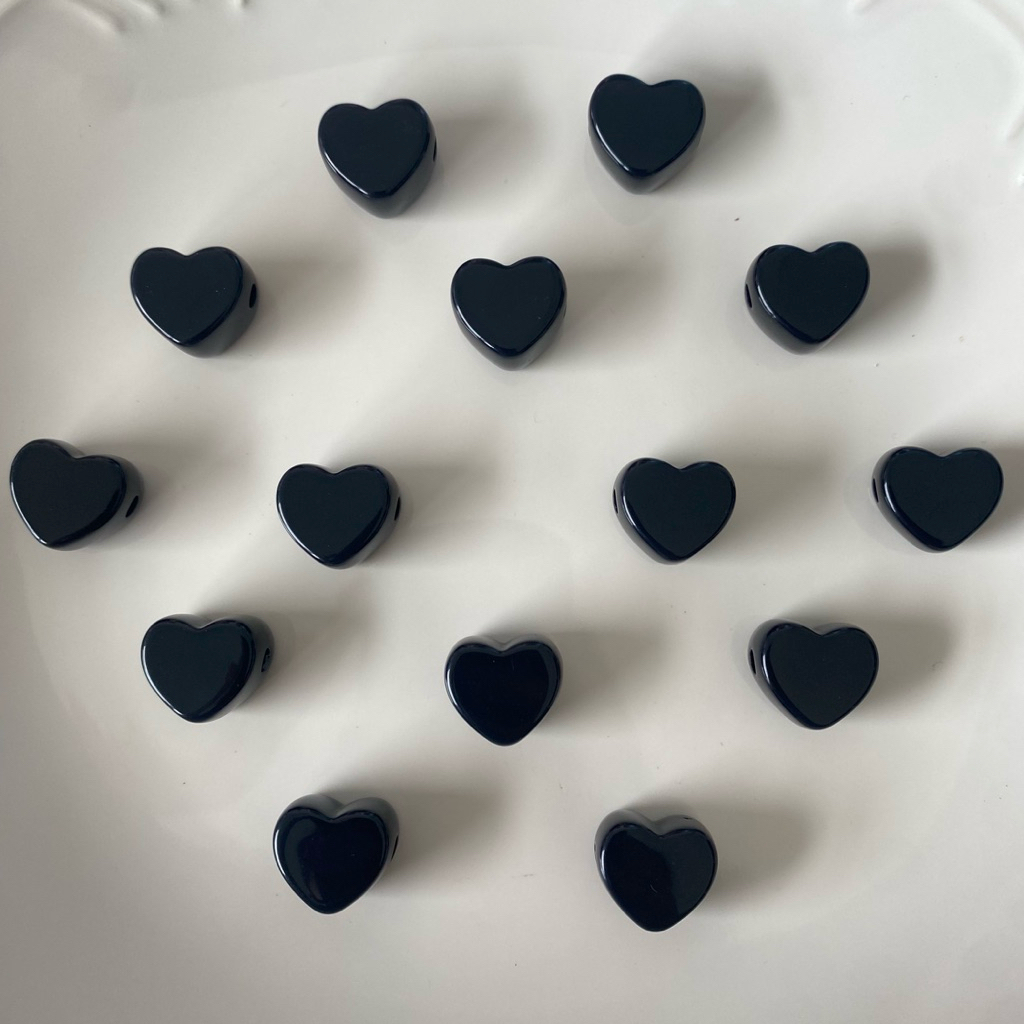 (5 ชิ้น) BLACK SIDE HOLE LOVE BEADS