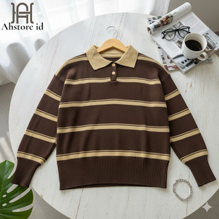 Yura Cardigan Rajut Premium Model Strip Outer Atasan Wanita Korean style Knitwear