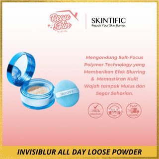 SKINTIFIC Invisiblur All Day Loose Powder Menyamarkan Pori, Mengontrol Minyak, & Tahan Lama