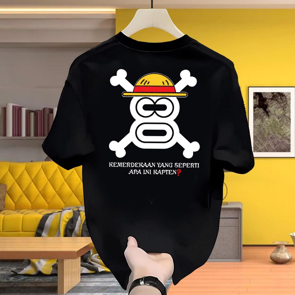 เสื้อยืด 24s 200 Gsm เสื้อเชิ้ตแขนสั้น Unisex Anime Meme โลโก้ One Piece 80 วันประกาศอิสรภาพ
