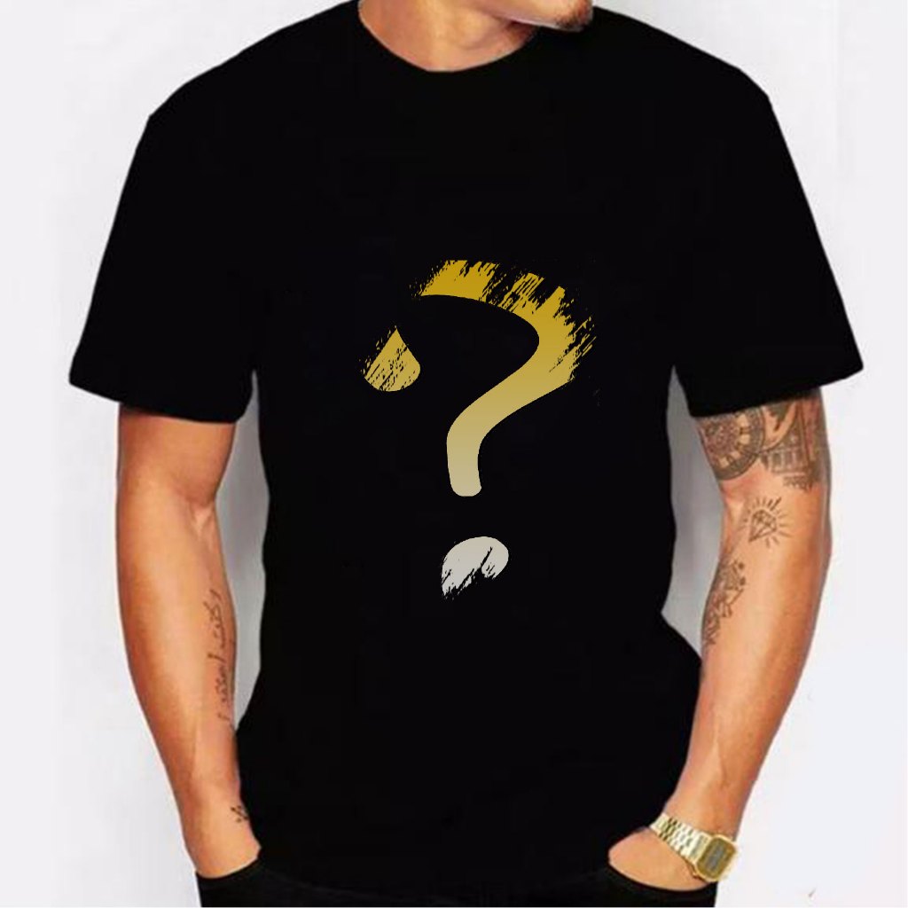 เสื้อยืด QUESTION MARK เสื้อยืดผู้ใหญ่สําหรับผู้ชายสวมใส่สบาย
