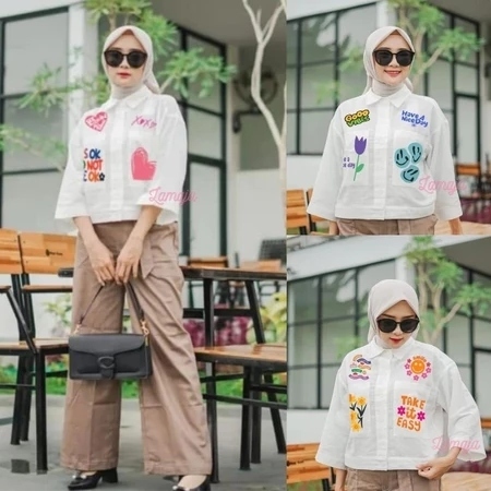 KEMEJA XOXO CROP SHIRT -01 เสื้อครอป xoxo สําหรับผู้หญิง