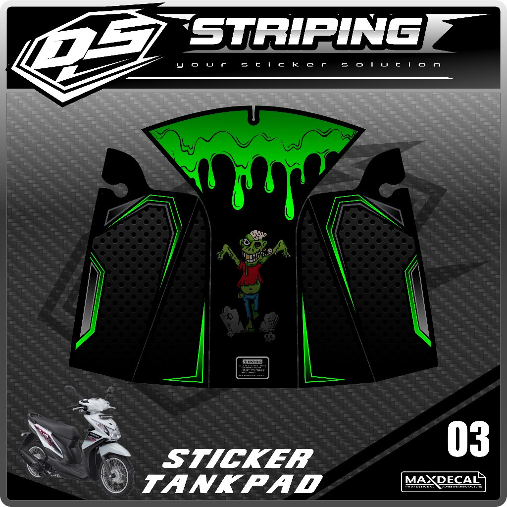 BEAT FI TANKPAD STICKERS ZOMBIE CHARACTER VARIATIONS - DASHBOARD PROTECTOR STICKERS