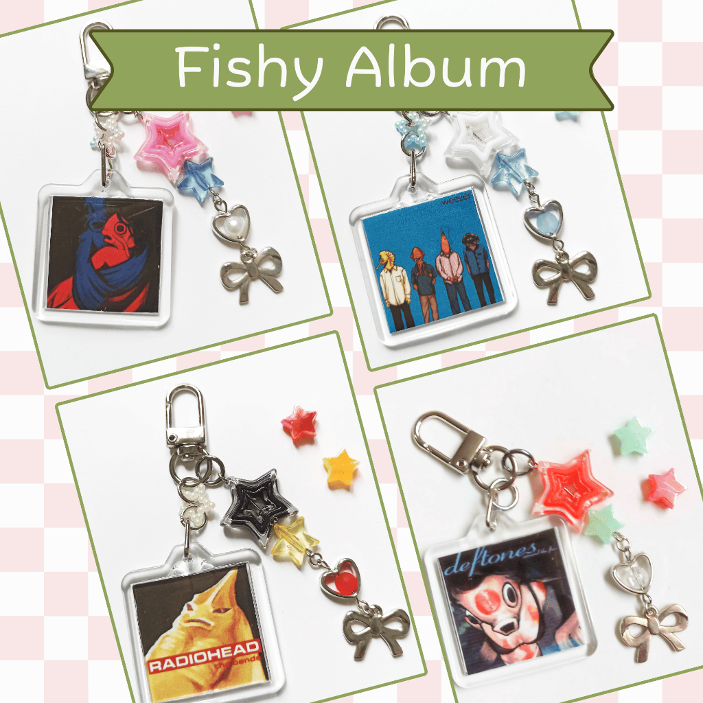 [BANDS] พวงกุญแจอัลบั้ม Fishy (Weeler, Radiohead, TV Girl, Deftones) โดย Kombucheers