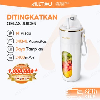 ALLTOU Juicer Blender Portable Mini 14 Pisau  450mL Rechargeable Jus Blender 2400mAh Mixer
