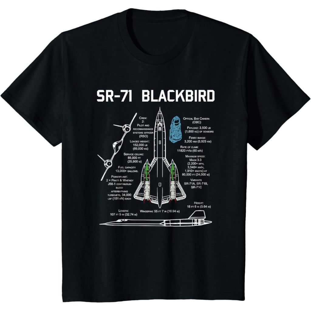 SR-71 เสื้อยืด Blackbird Specs