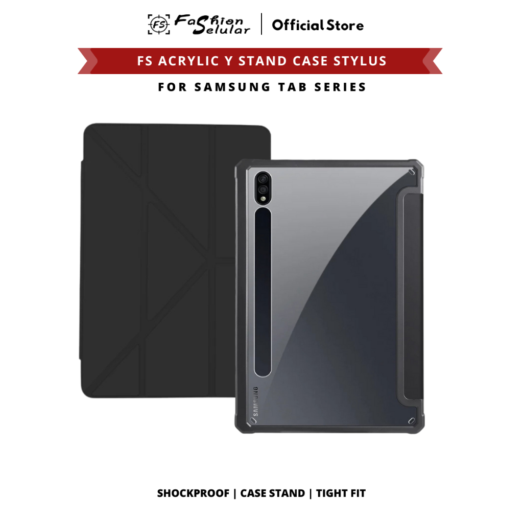 FS กรณีอะคริลิค Y Stand Stylus Slot Samsung Tab S10 S9 S6 Lite/ +/ FE/ FE+ | แท็บ A8 10.5 2022