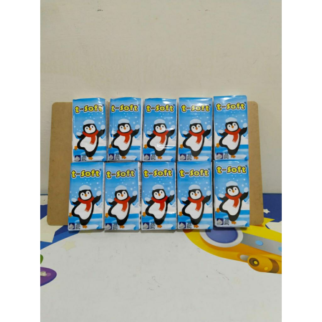 Hanky TSoft Pocket Tissue 1 แพ็ค มี 10 ชิ้น ทิชชู่ 2 ชั้น 10 แผ่น T-Soft T Soft