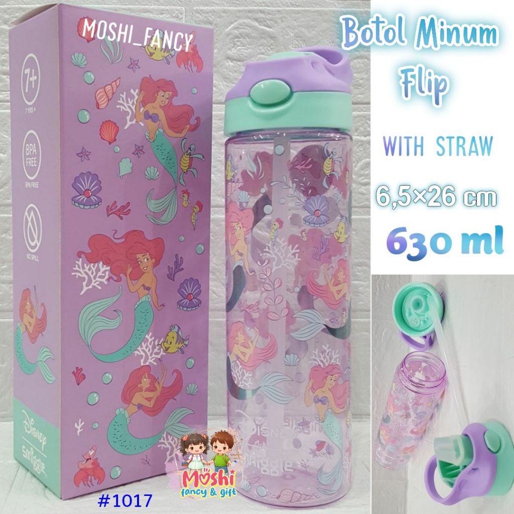 Ariel Mermaid Drinking Bottle / Ariel Mermaid Flip Up Drinking Container 650 ml / Mermaid Flip Drink