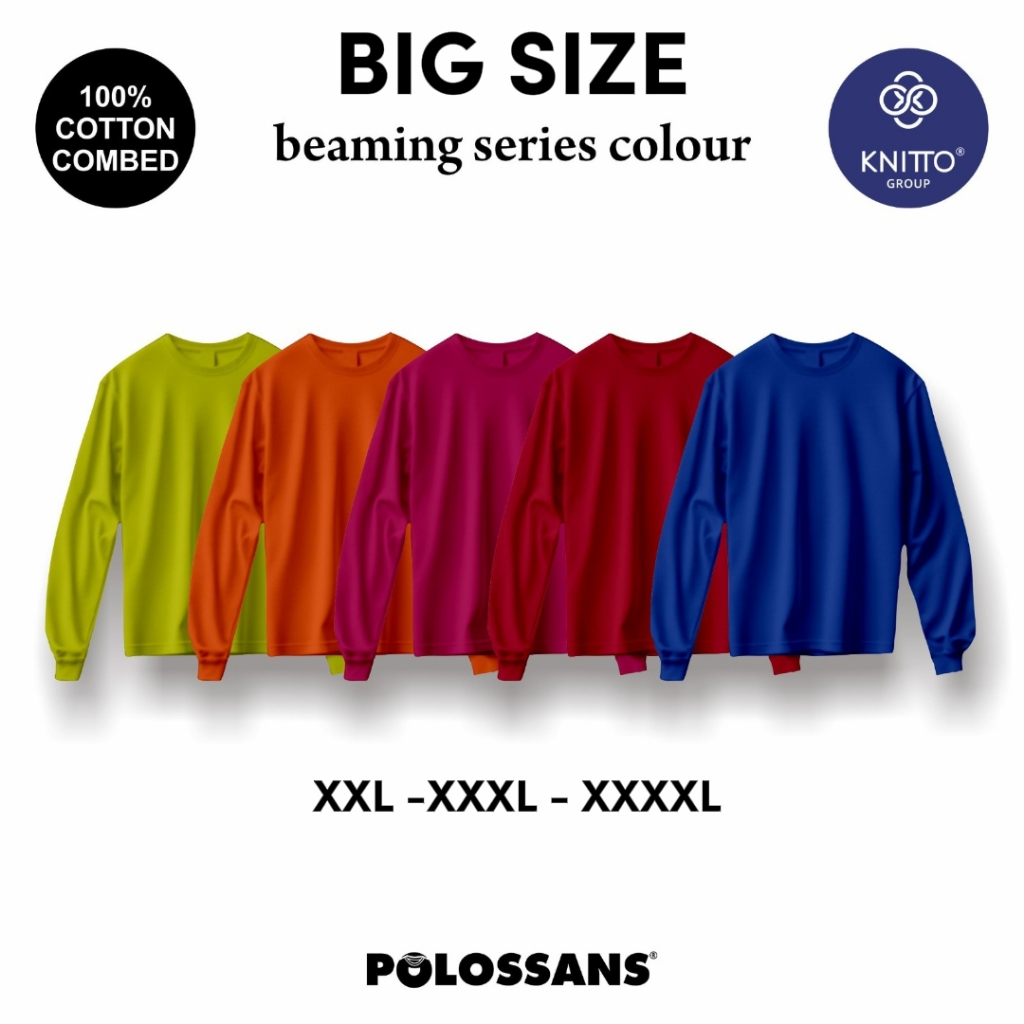LONGSLEEVE POLOSANS BIG SIZE ผ้าฝ้าย 100% Combed BEAMING SERIES ผู้ใหญ่ยางแขนยาว
