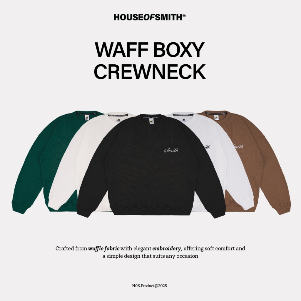 House of Smith Mens Boxy Crewneck Sweater - Waffle Boxy Crewneck Sweater