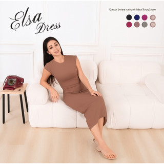 {Unix.zFashion} Elsa Dress Casual Wanita Bodycon Slim Fit Midi Long Dress