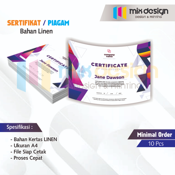 LINEN AWARD ใบรับรอง