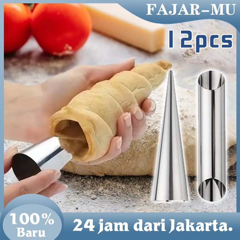 12 ชิ้น/เซ็ต 304 สแตนเลส Cum-Cum Cone Horn Pastry Mold / Puff Pastry Mold