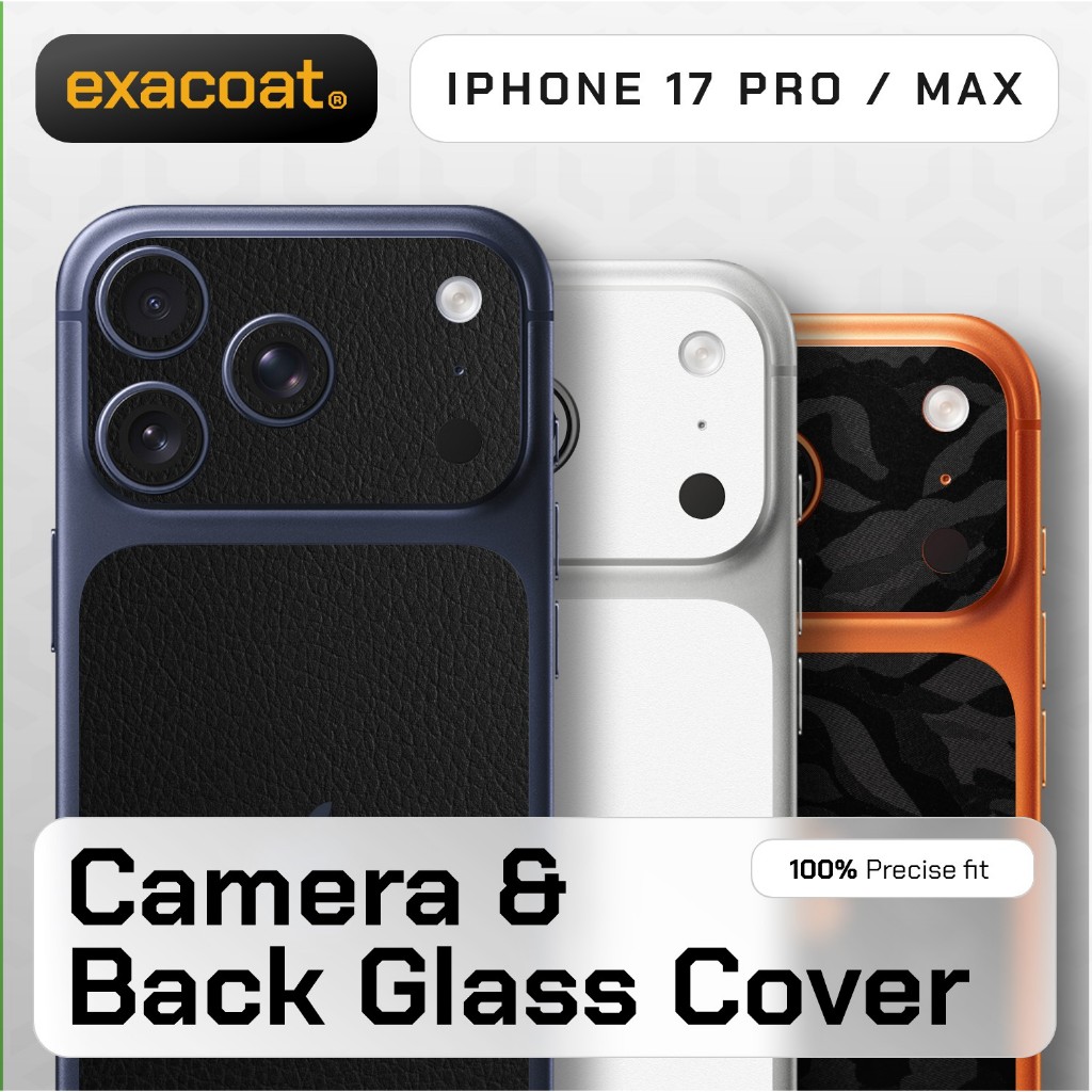 [EXACOAT] ตัวป้องกันกระจกหน้าและหลัง 3M Skin / Garskin เข้ากันได้กับ iPhone 17 Pro/Pro Max