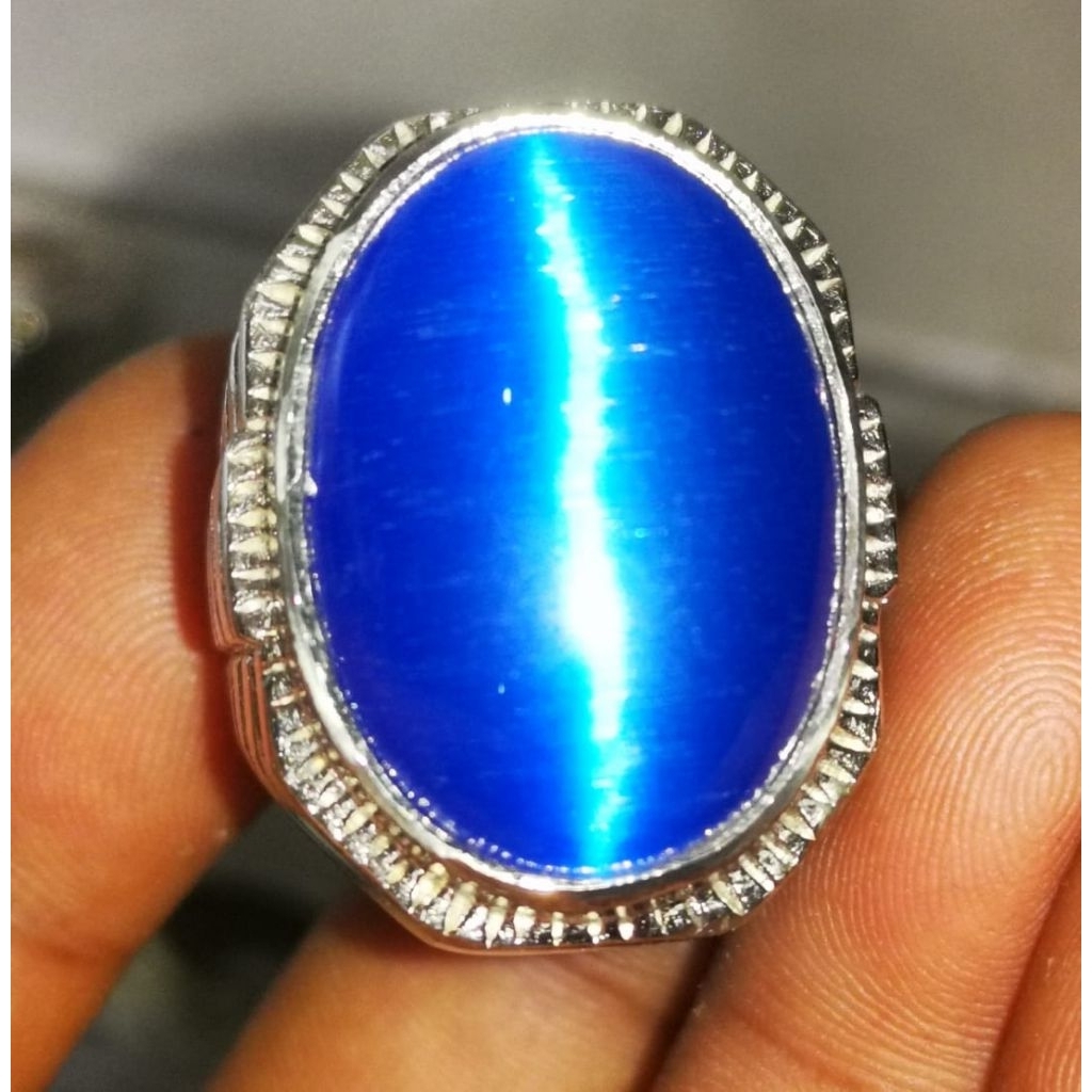 Blue Cat Aye top Crystal Rings ฝัง scapolite Cat Aye