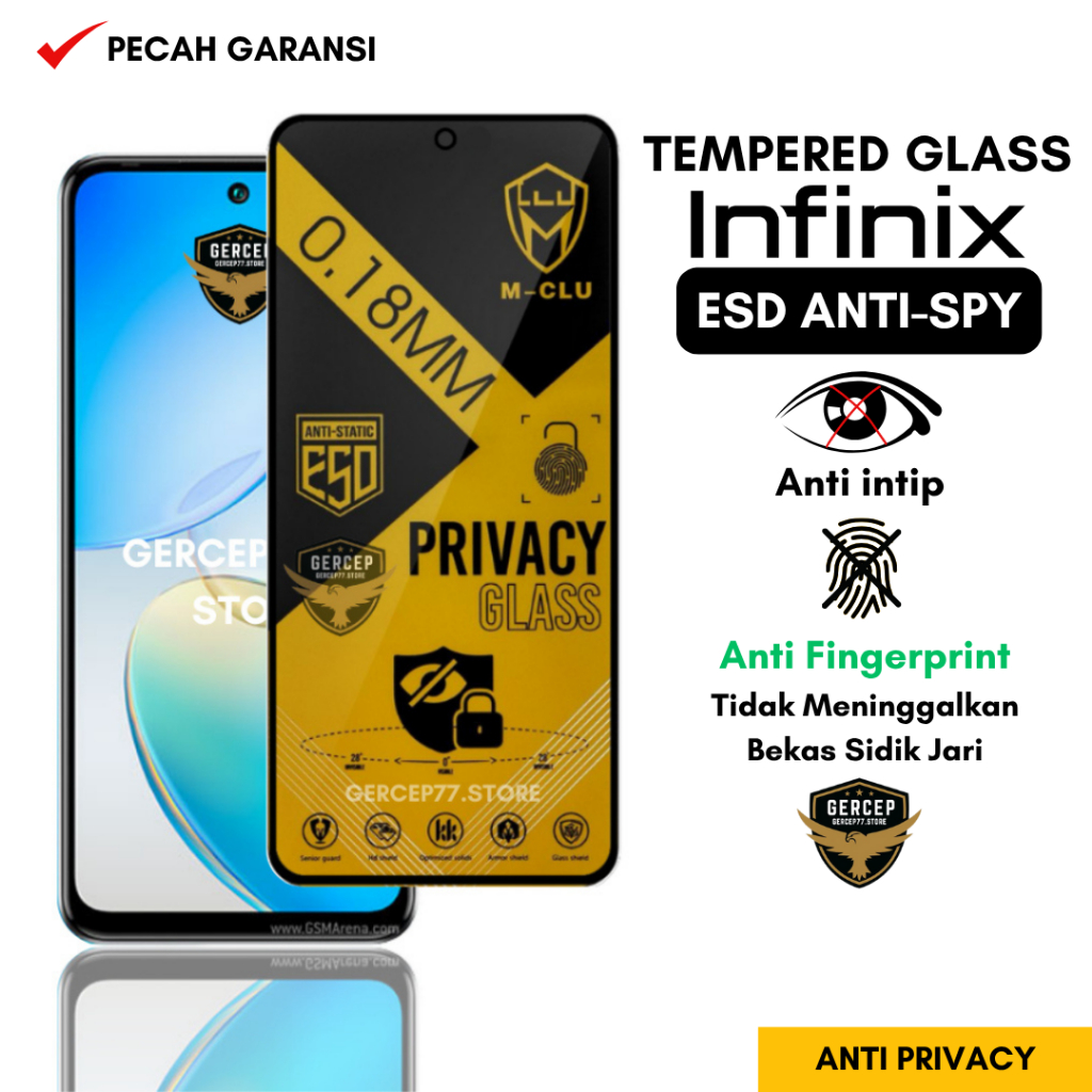 กระจกนิรภัย ESD Anti Spy 0.18 mm Infinix Hot 12i 12 Pro 11s NFC 11s 11 Play 11 2022 11 10T 10s NFC 1
