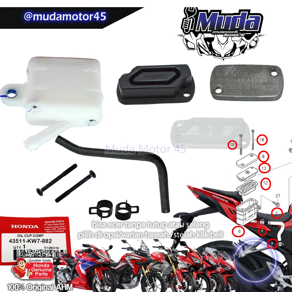 REAR BRAKE FLUID CYLINDER CS1 CB150R CBR150R CBR250RR CB150X SUPRA GTR SONIC CRF150L 434511-KW7-882 