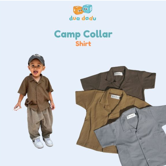 KEMEJA DUADADU - CAMP COLLAR WAFFLE - CHILDRENS WAFFLE SHIRT - เสื้อโบว์ลิ่ง