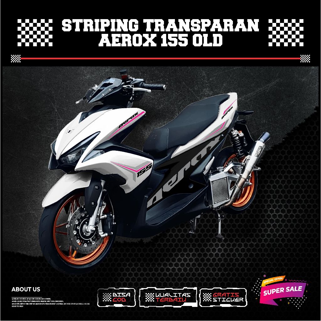 (A-22) TRANSPARKENT STRIPING AEROX 155 OLD SIMPLE MOTIF MINIMALIST LINE COOL TRANSPARENT CLEAR