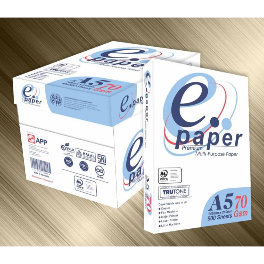 (1 รีม) A5 70 GSM E-PAPER HVS PAPER