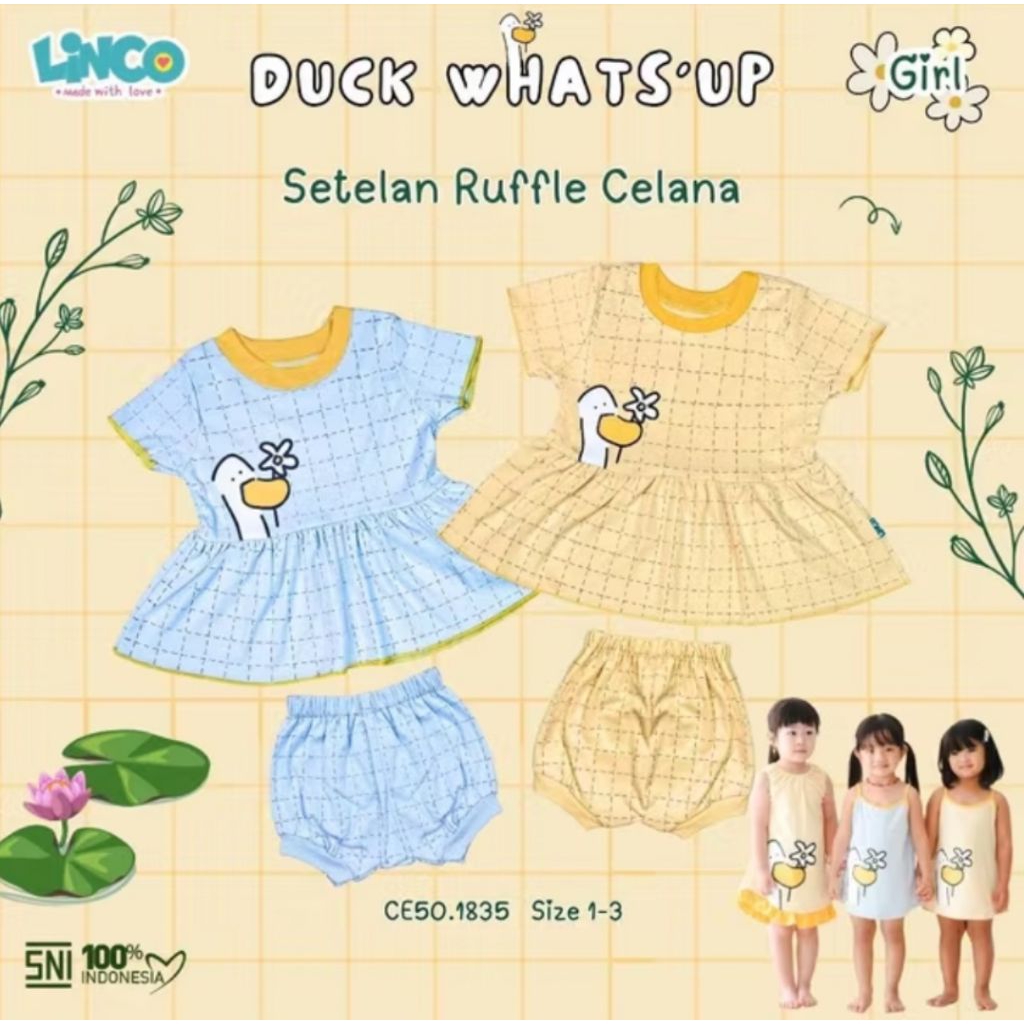 LINCO RUFFLE DUCK SKIRT & BABY PANTS SET