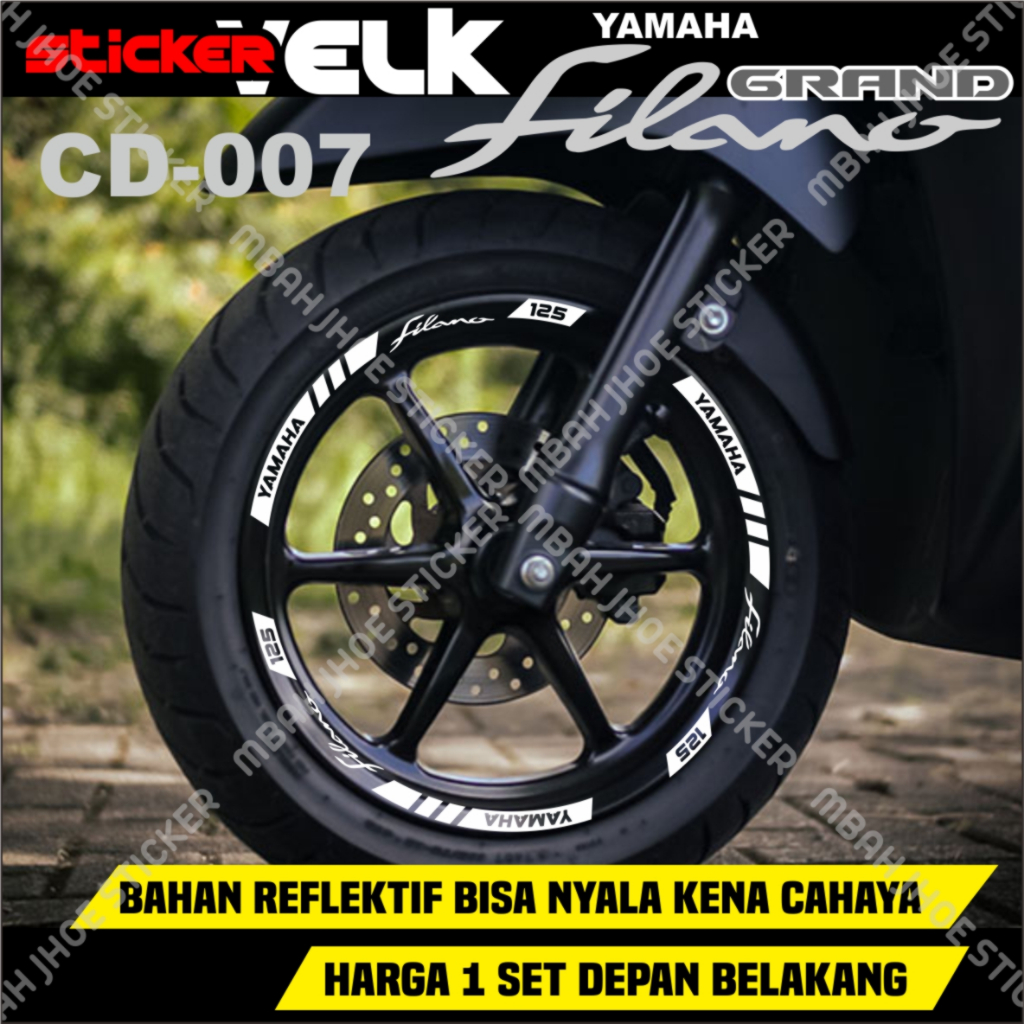 YAMAHA FILANO MOTORCYCLE RIMS STICKER 1 ชุดไฟด้านหลังด้านหน้าขึ้นช่อง CD-007