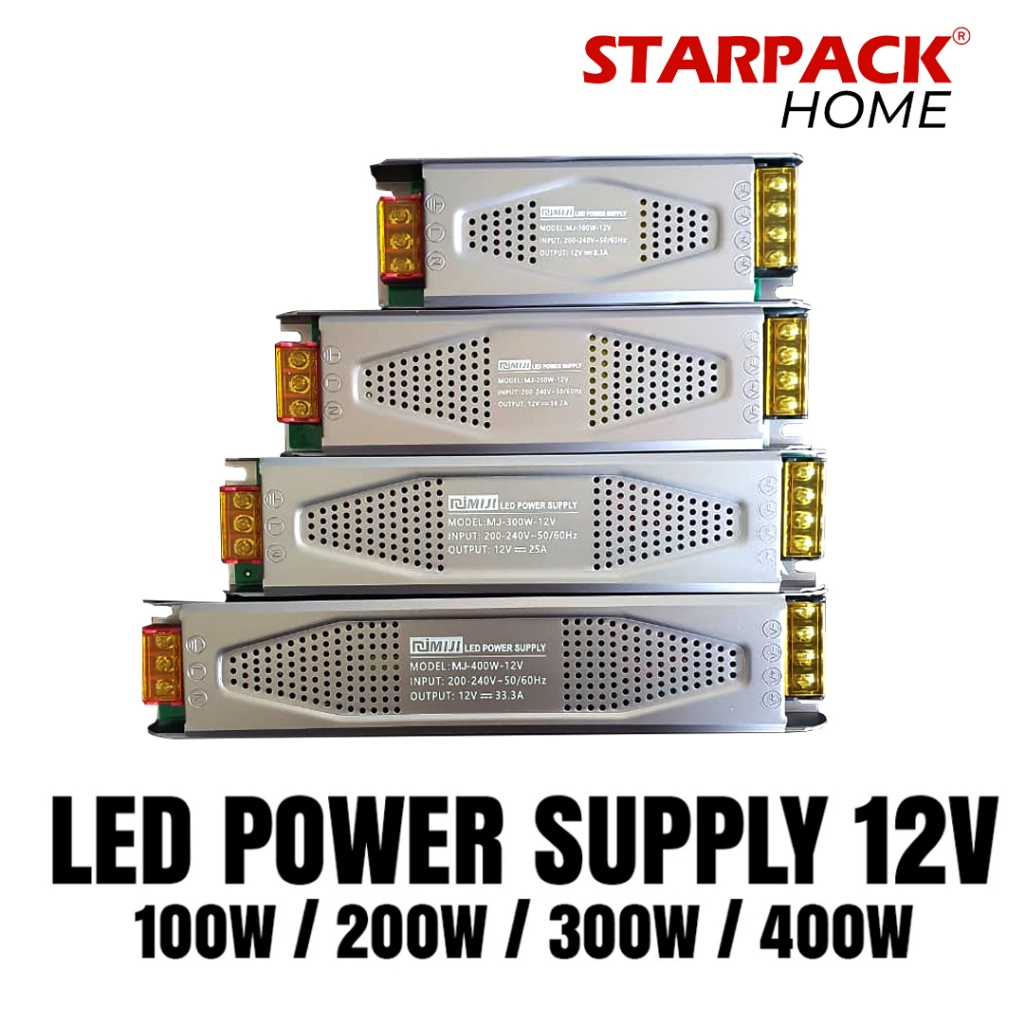 MIJI Transformer Adapter Led Strip Power Supply Slim DC 12v 100w/200w/300w/400w