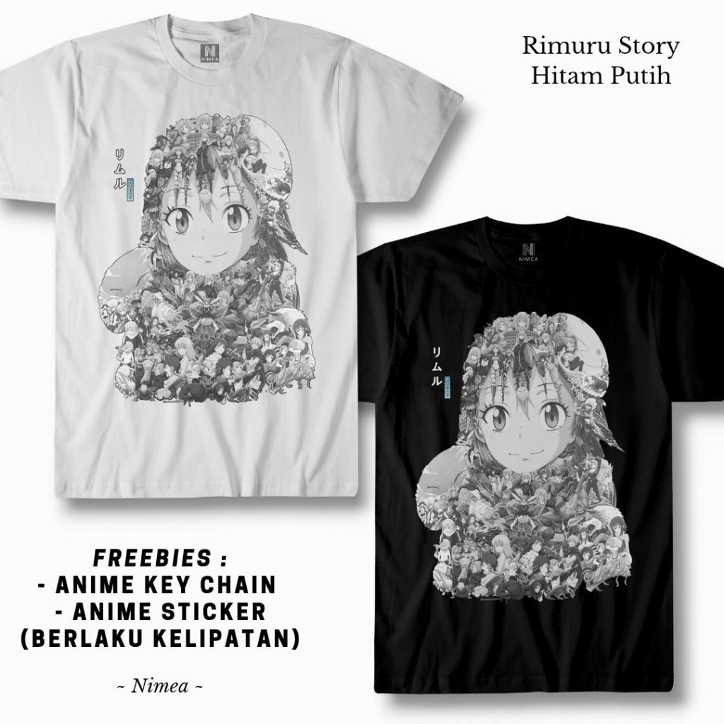เสื้อยืดอนิเมะ Rimuru Story Art สีดําและสีขาว - Shop Art Online
