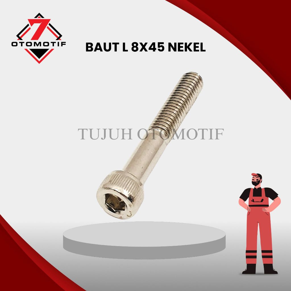 Bolt L M8x45 Key L6 Thread 12 Smooth 8x45 M8 8mm นิกเกิล