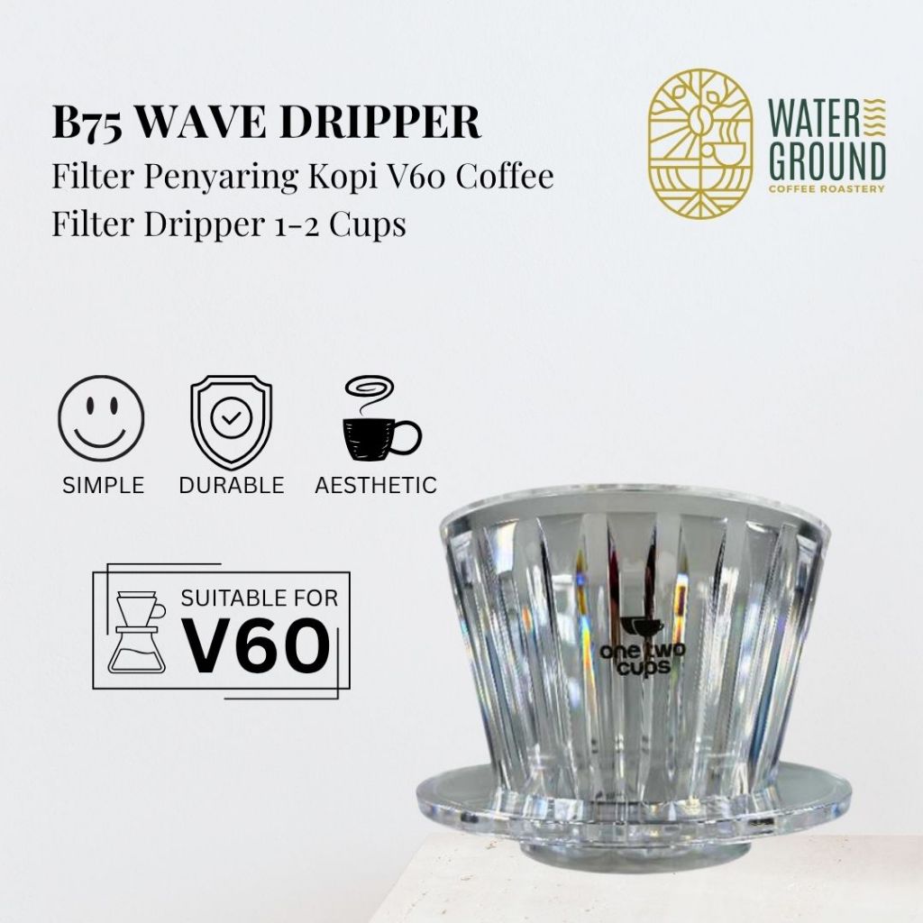 One Two Cups V60 Coffee Filter Dripper 1-2 ถ้วย - B75 - โปร่งใส