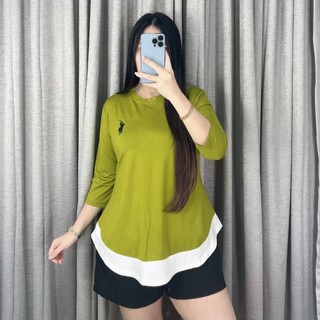 Harvey Blouse Kaos Atasan Wanita Tangan 7/8 Big Size T-Shirt Wanita Oblong Jumbo Oversize