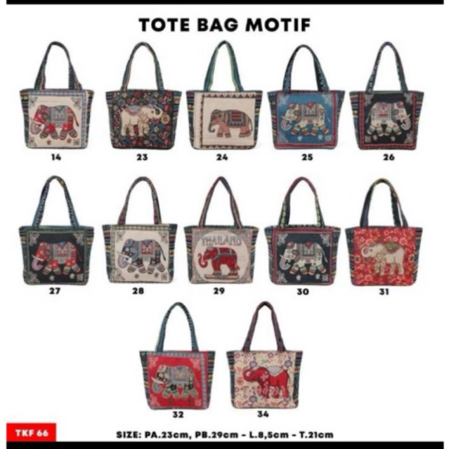 THAILAND ELEPHANT BAG TOTA BAG MOTIF