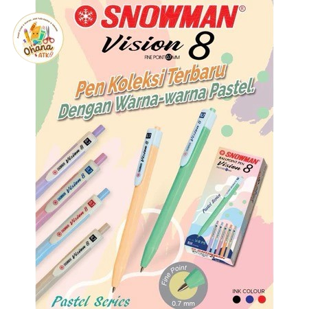 (1 ชิ้น) SNOWMAN PEN V8 VISION BLACK INK