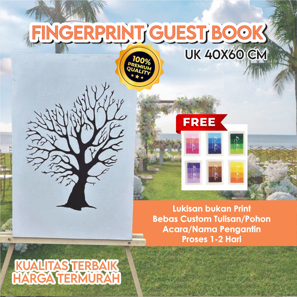 WEDDING TREE CANVAS 40X60 PAINTING FINGGERPRINT GUEES BOOK