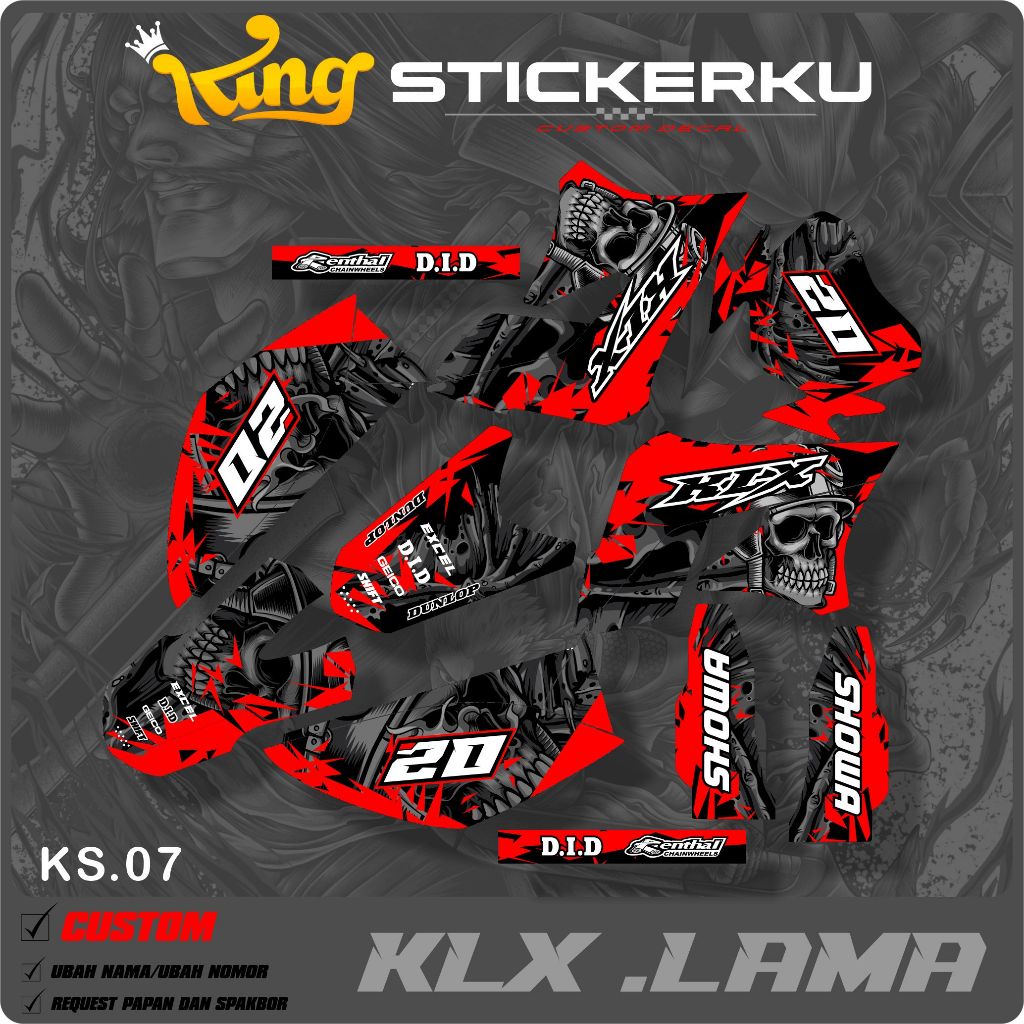 รูปลอกสติ๊กเกอร์ KLX 150 S / L เก่า - สติ๊กเกอร์ KLX Fullbody ดีไซน์แข่งล่าสุด KS.007