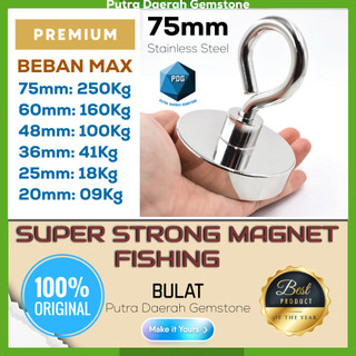 MAGNET FISHING NEODYNIUM SUPER STRONG 75mm 60mm 48mm 36mm 20mm Magnetic Fishing Super Kuat Pencari Harta Logam Besi Gantungan MAGNET Alat Industri dan Rumah Tangga