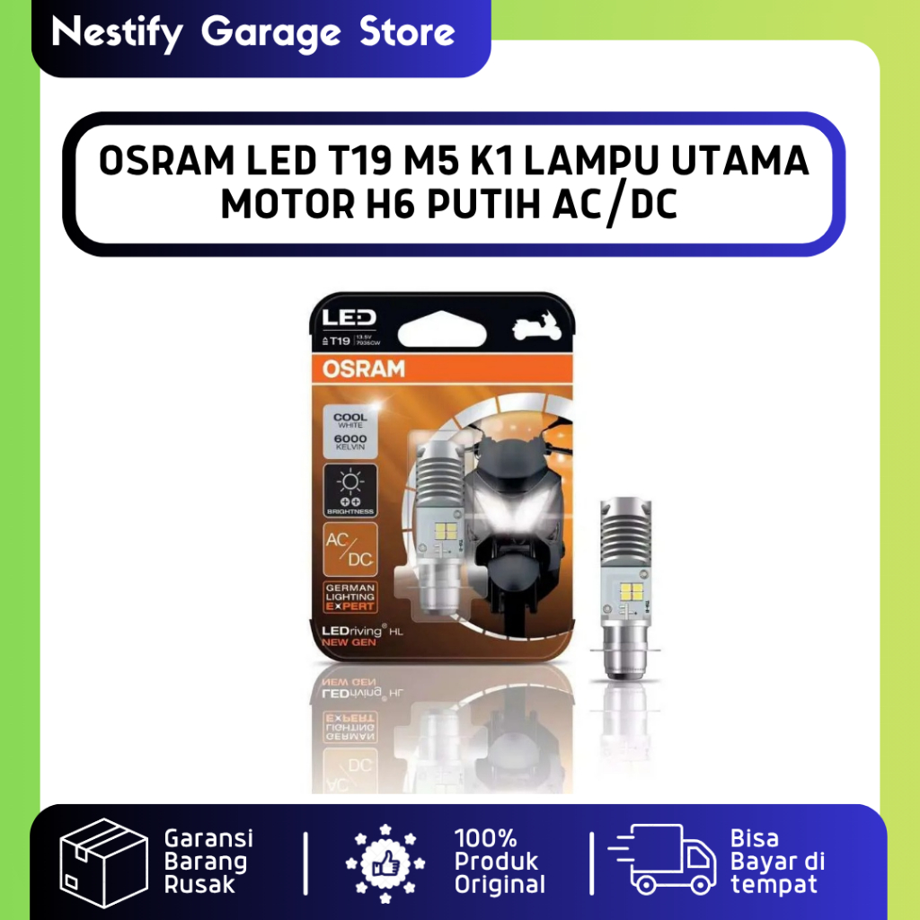 OSRAM LED T19 M5 K1 H6 สีขาว AC/DC HONDA BEAT GRAND SUPRA125 MIO VARIO SMASH UNIVERSAL GOOD QUALITY