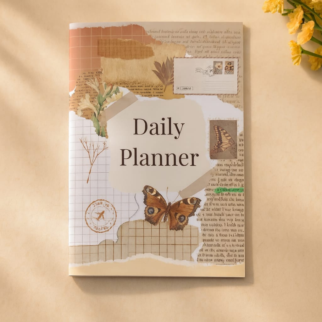 Daily Planner A5 60 หน้า – Aesthetic Retro Daily Notebook Daily Planner Staples Binding Daily Planne